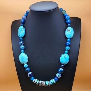 Jay King! Hand Crafted Azure and Teal Gemstone Necklace